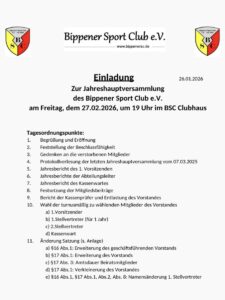 Jahreshauptversammlung des Bippener SC