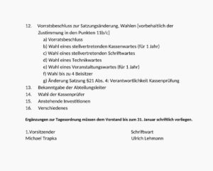 Jahreshauptversammlung des Bippener SC